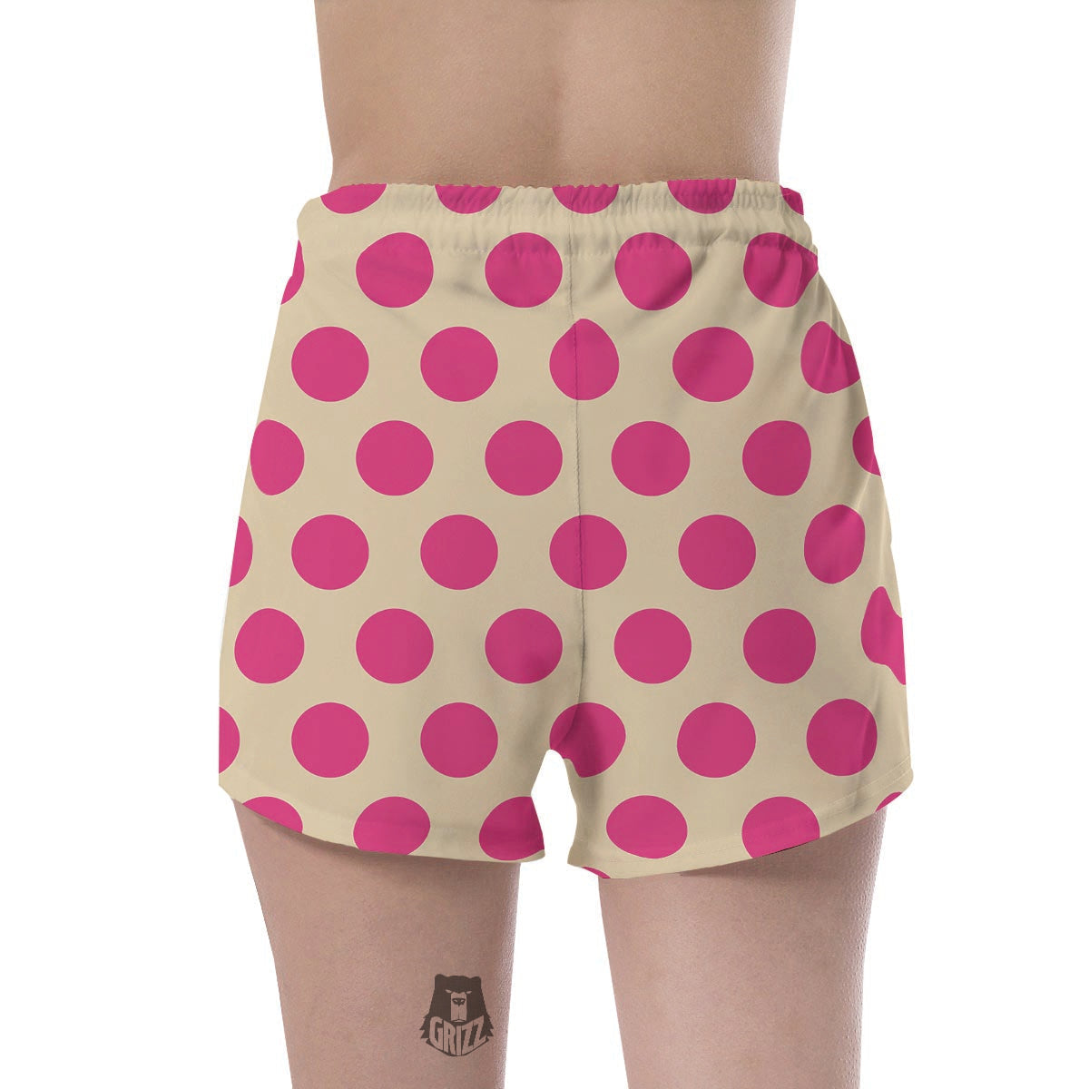 Cream And Pink Polka Dot Women's Shorts-grizzshop