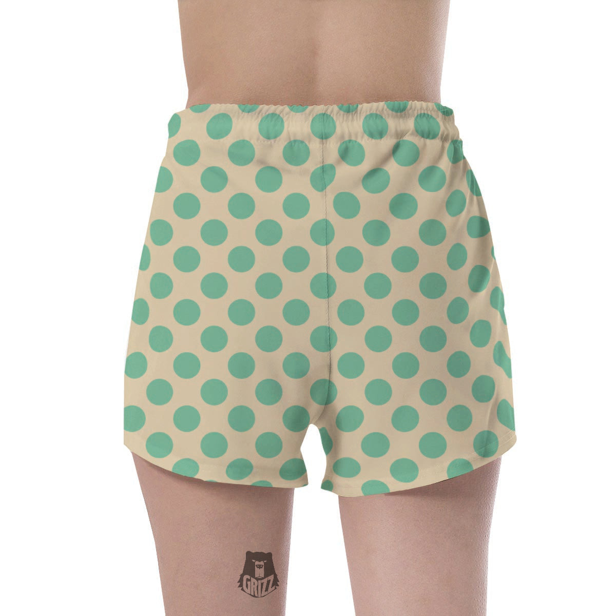 Cream And Teal Polka Dot Women's Shorts-grizzshop