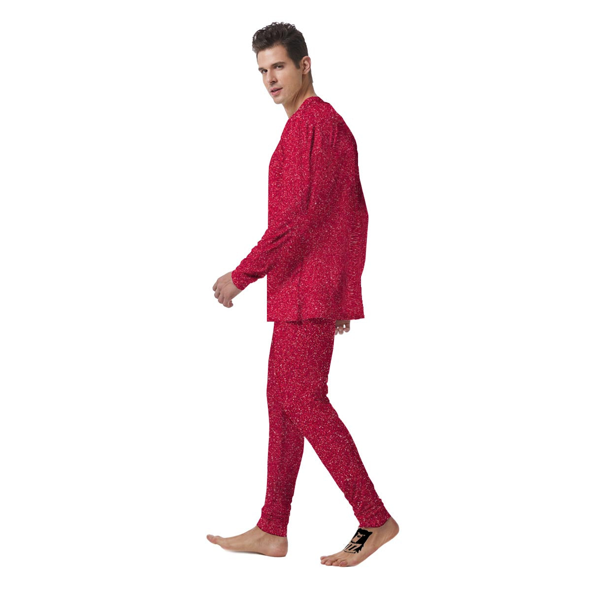 Crimson Glitter Artwork Print Men's Pajamas-grizzshop