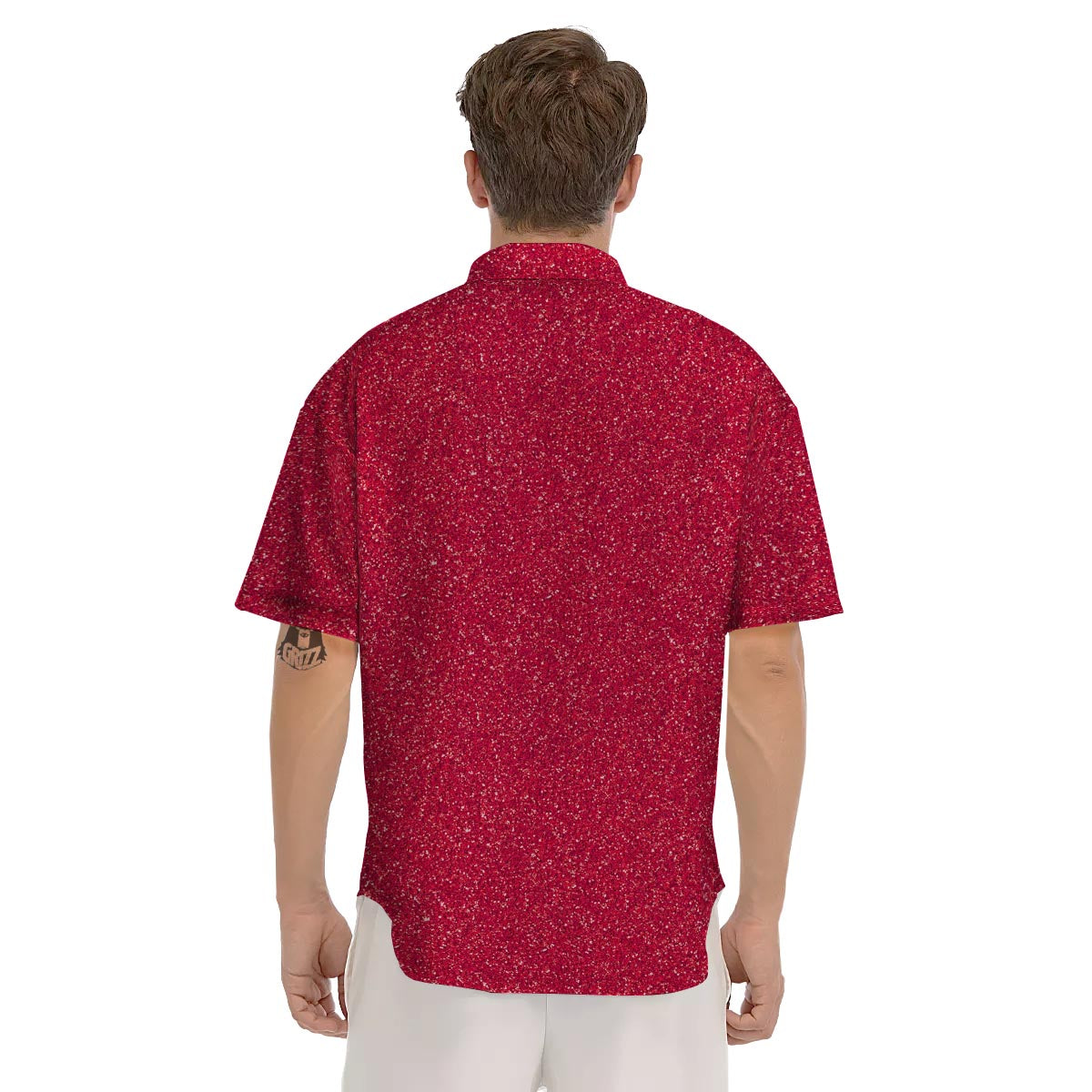 Crimson Glitter Artwork Print Men's Short Sleeve Shirts-grizzshop