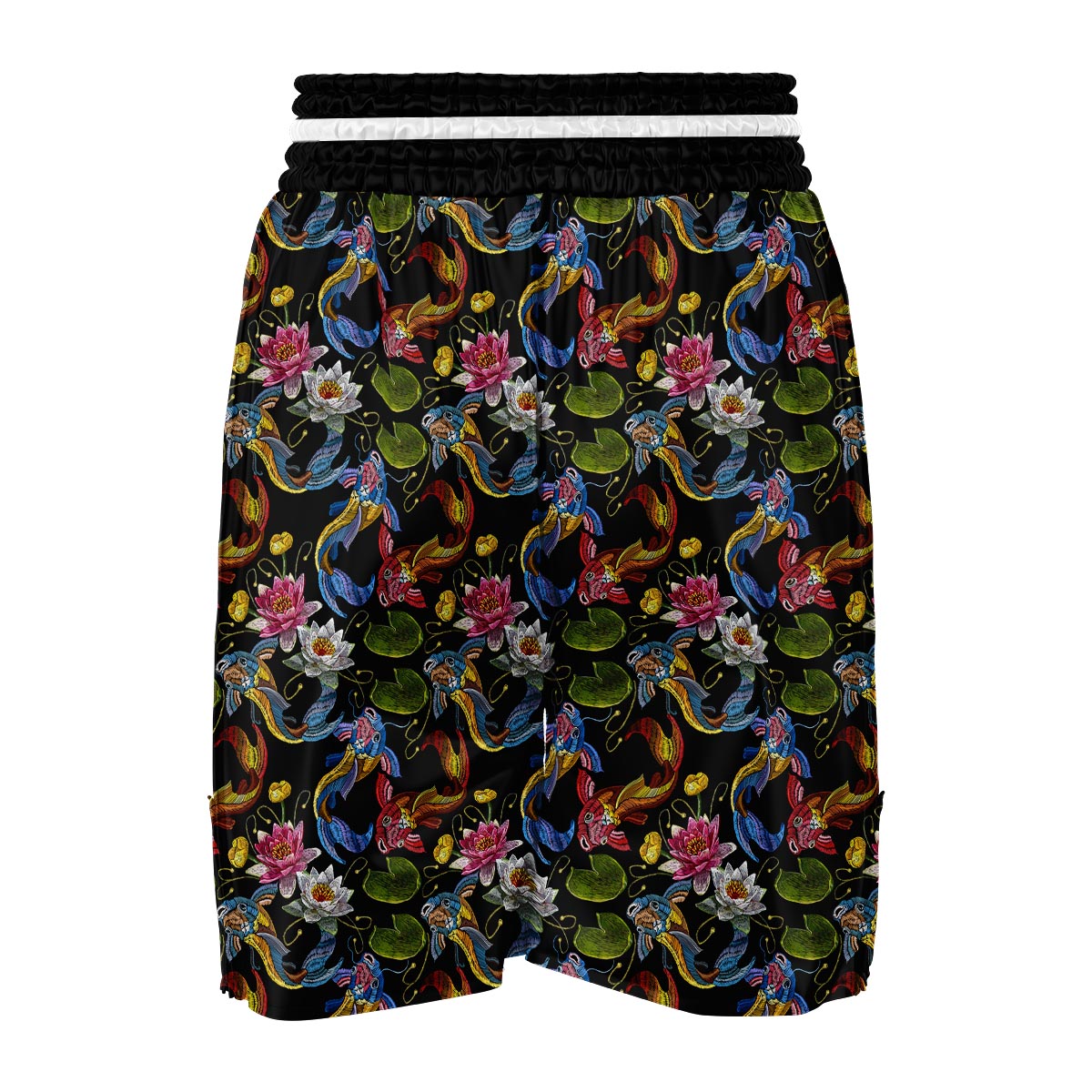 Crochet Koi Fish Lotus Pattern Print Boxing Shorts-grizzshop