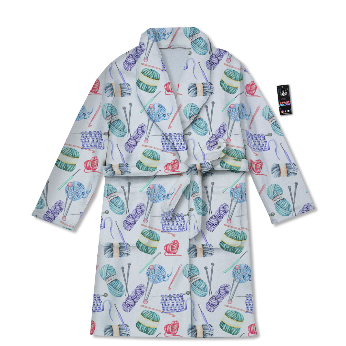 Crochet Yarn Print Pattern Bathrobe-grizzshop