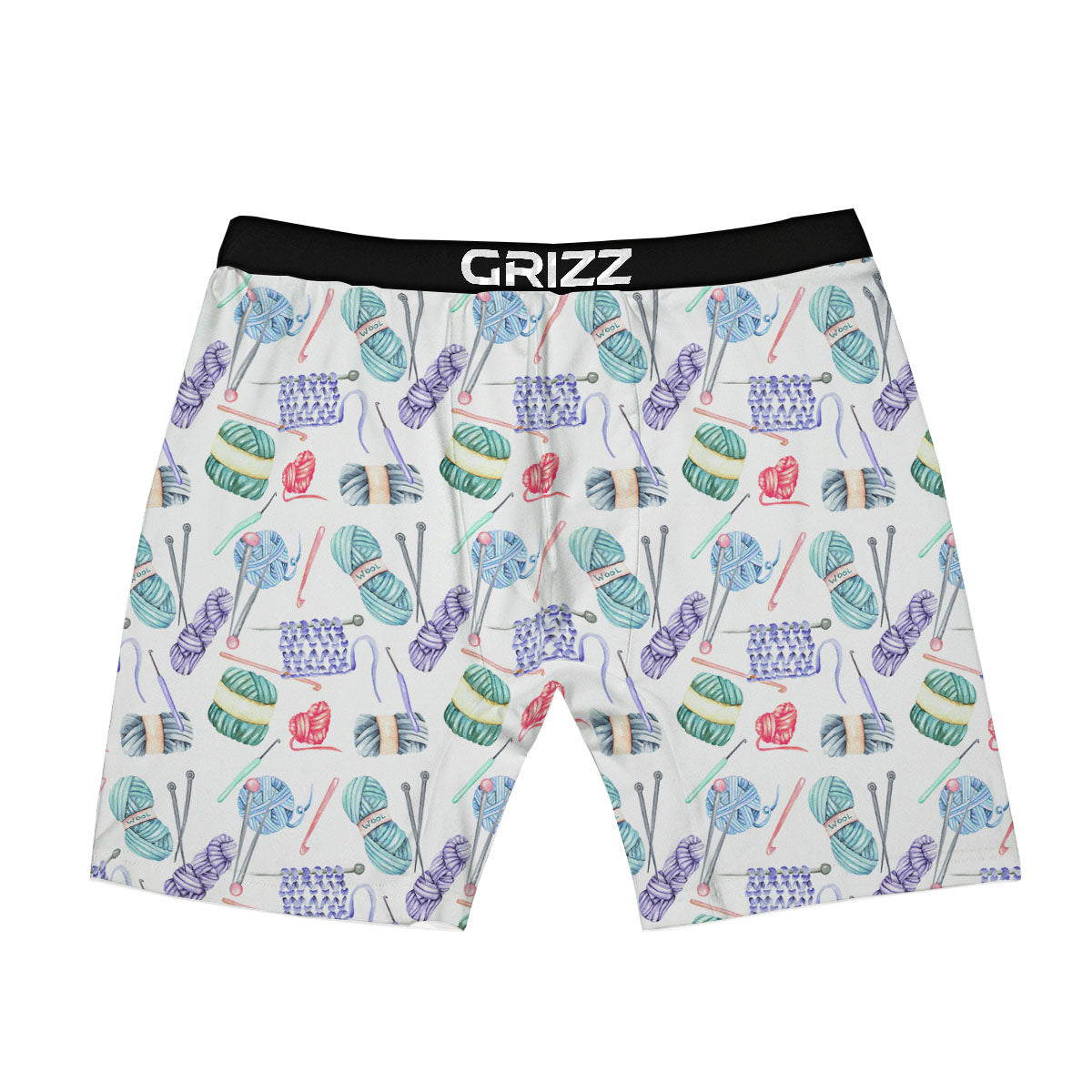 Crochet Yarn Print Pattern Boxer Briefs-grizzshop