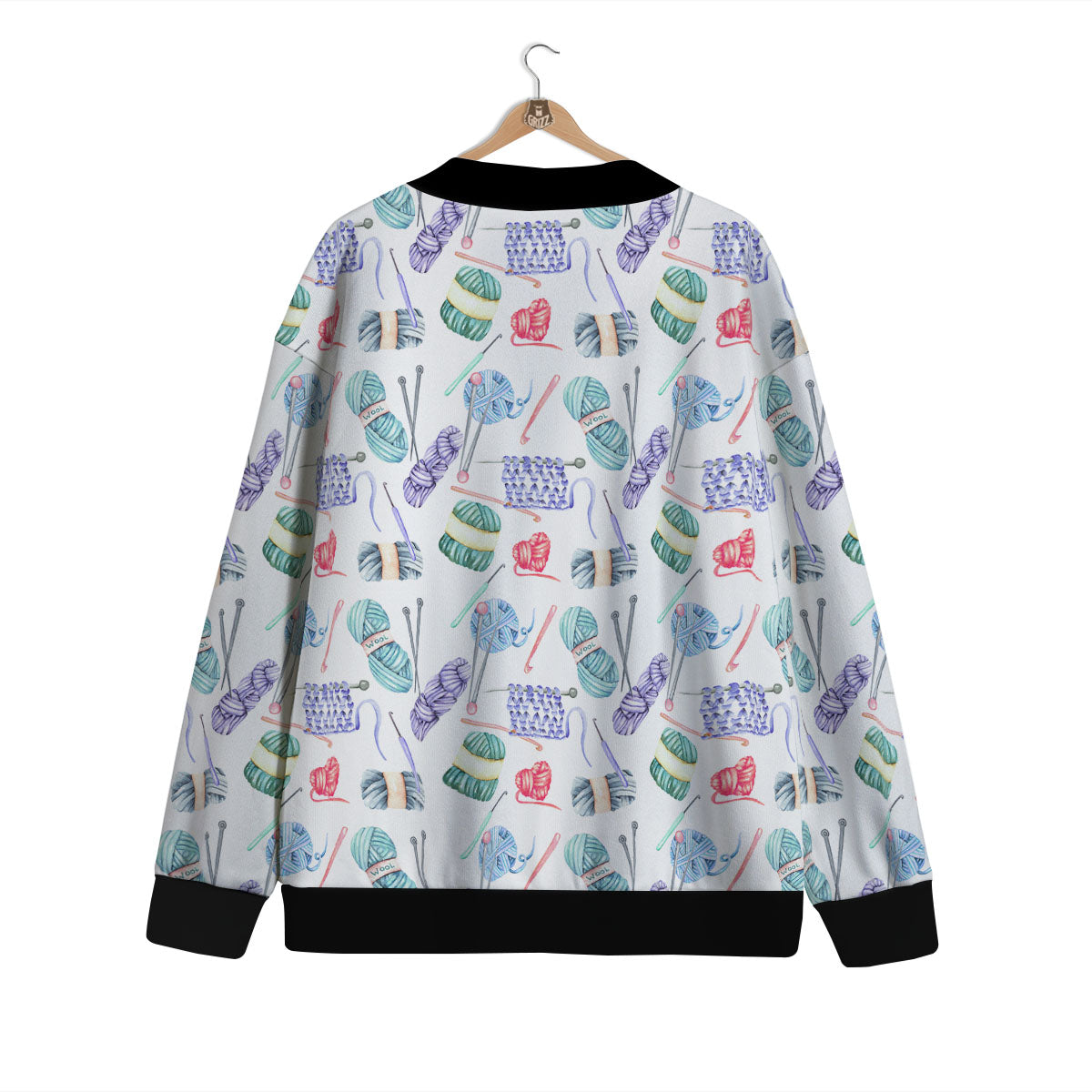Crochet Yarn Print Pattern Cardigan-grizzshop