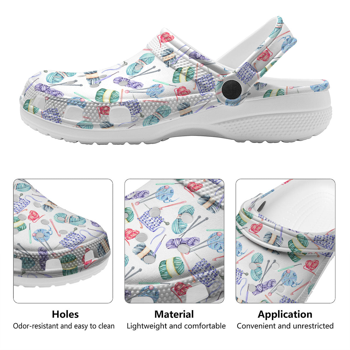 Crochet Yarn Print Pattern Clog-grizzshop