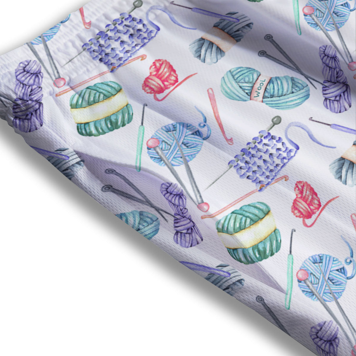 Crochet Yarn Print Pattern Mesh Shorts-grizzshop