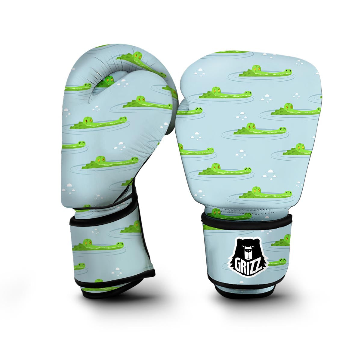 Crocodile Cartoon Print Pattern Boxing Gloves-grizzshop