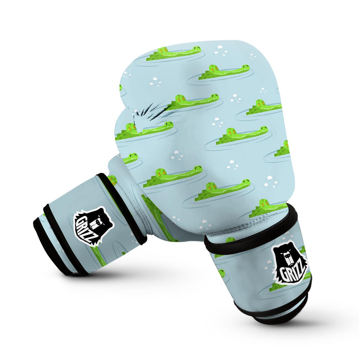 Crocodile Cartoon Print Pattern Boxing Gloves-grizzshop