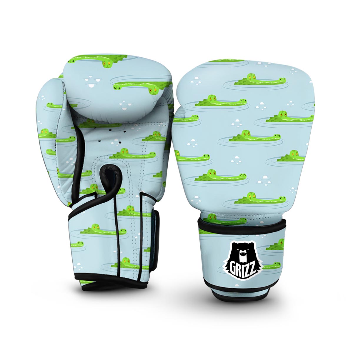 Crocodile Cartoon Print Pattern Boxing Gloves-grizzshop