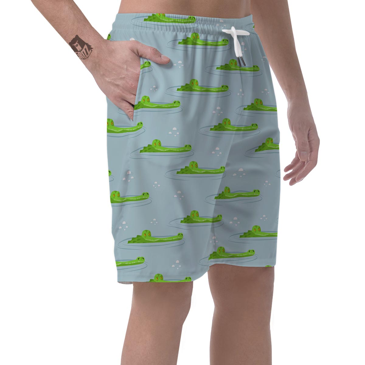 Crocodile Cartoon Print Pattern Men's Shorts-grizzshop