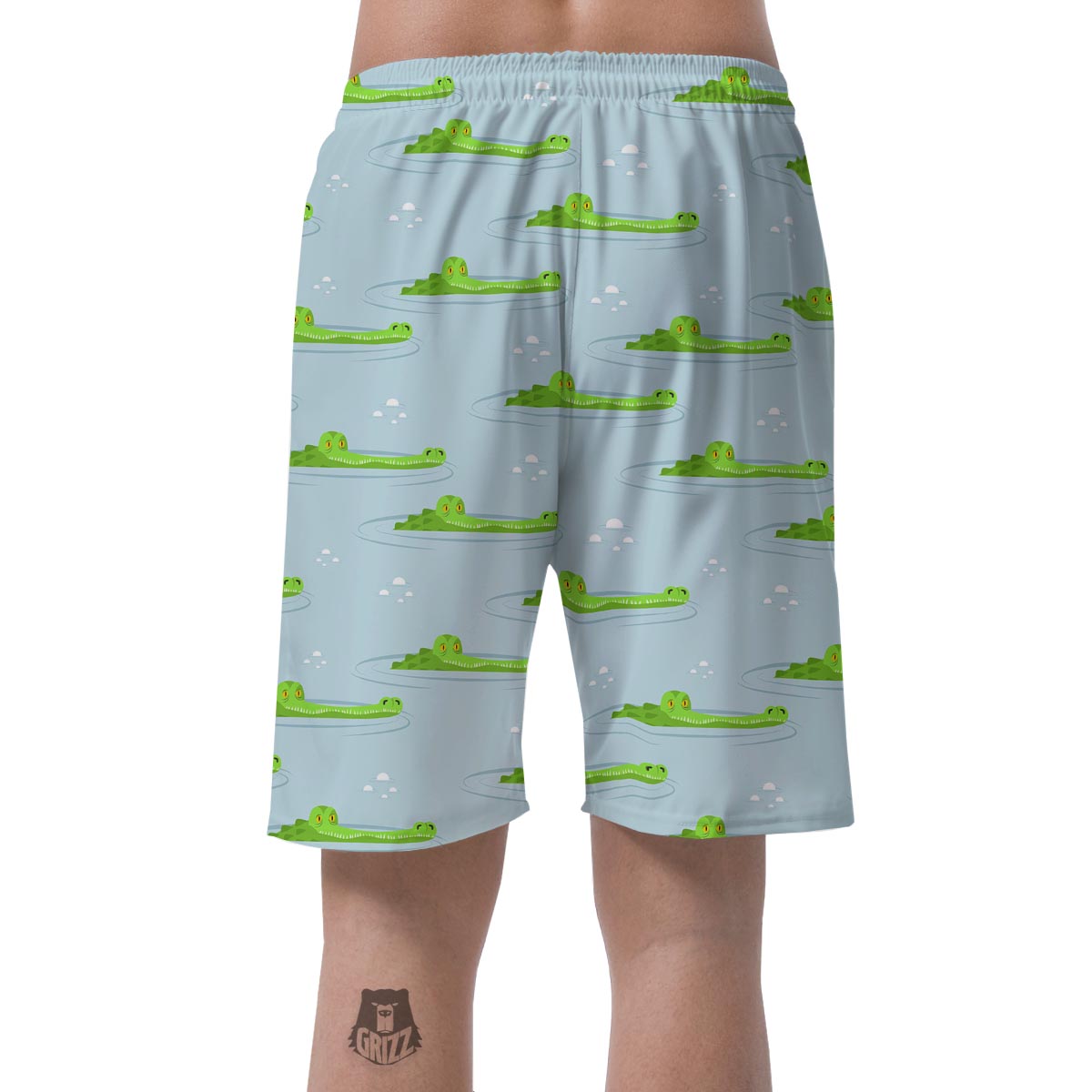 Crocodile Cartoon Print Pattern Men's Shorts-grizzshop