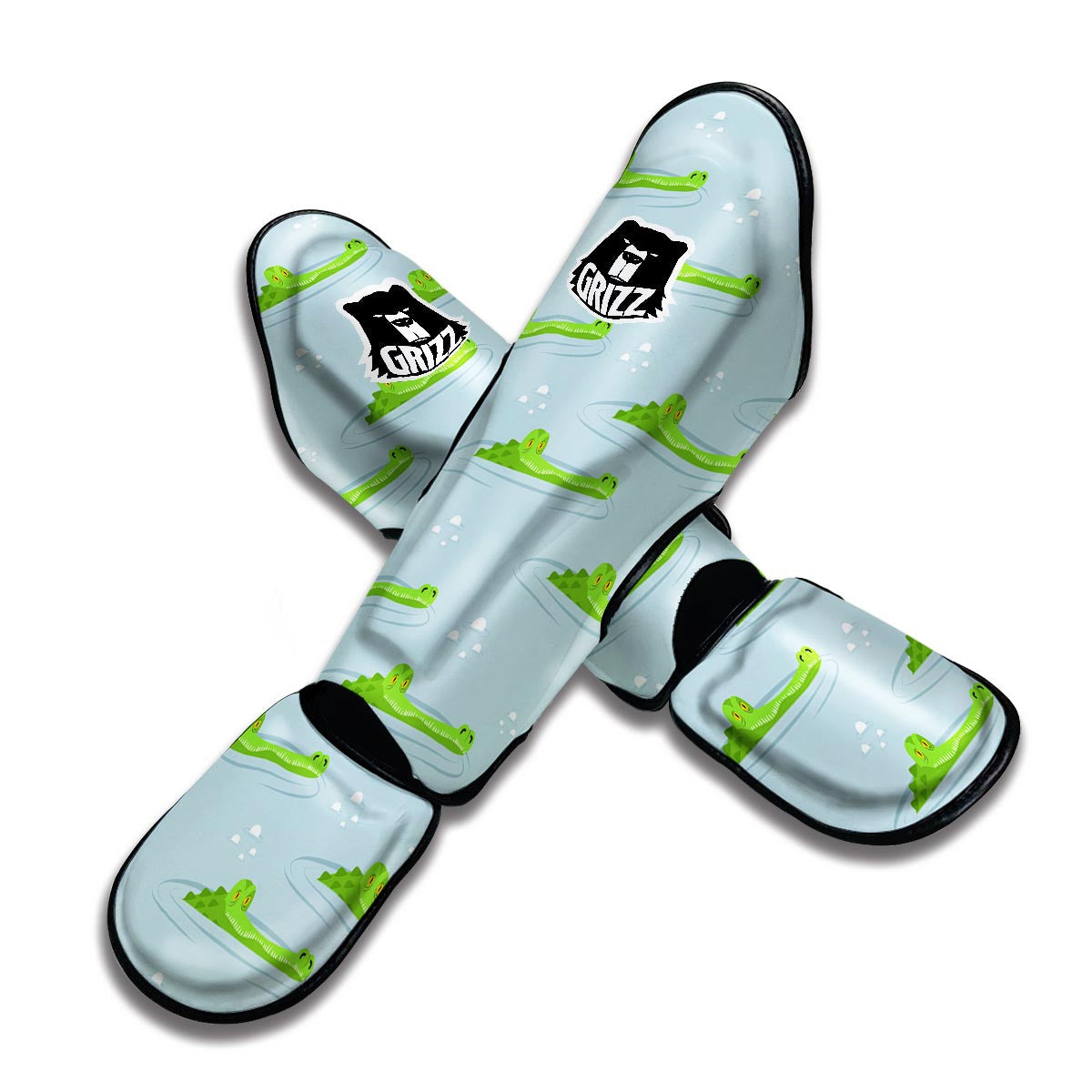 Crocodile Cartoon Print Pattern Muay Thai Shin Guards-grizzshop