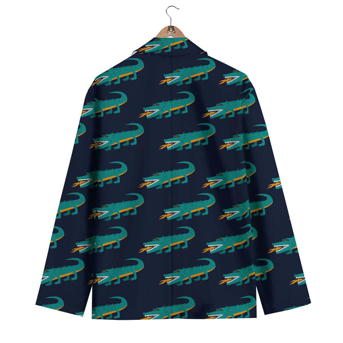 Crocodile Pattern Print Men's Blazer-grizzshop