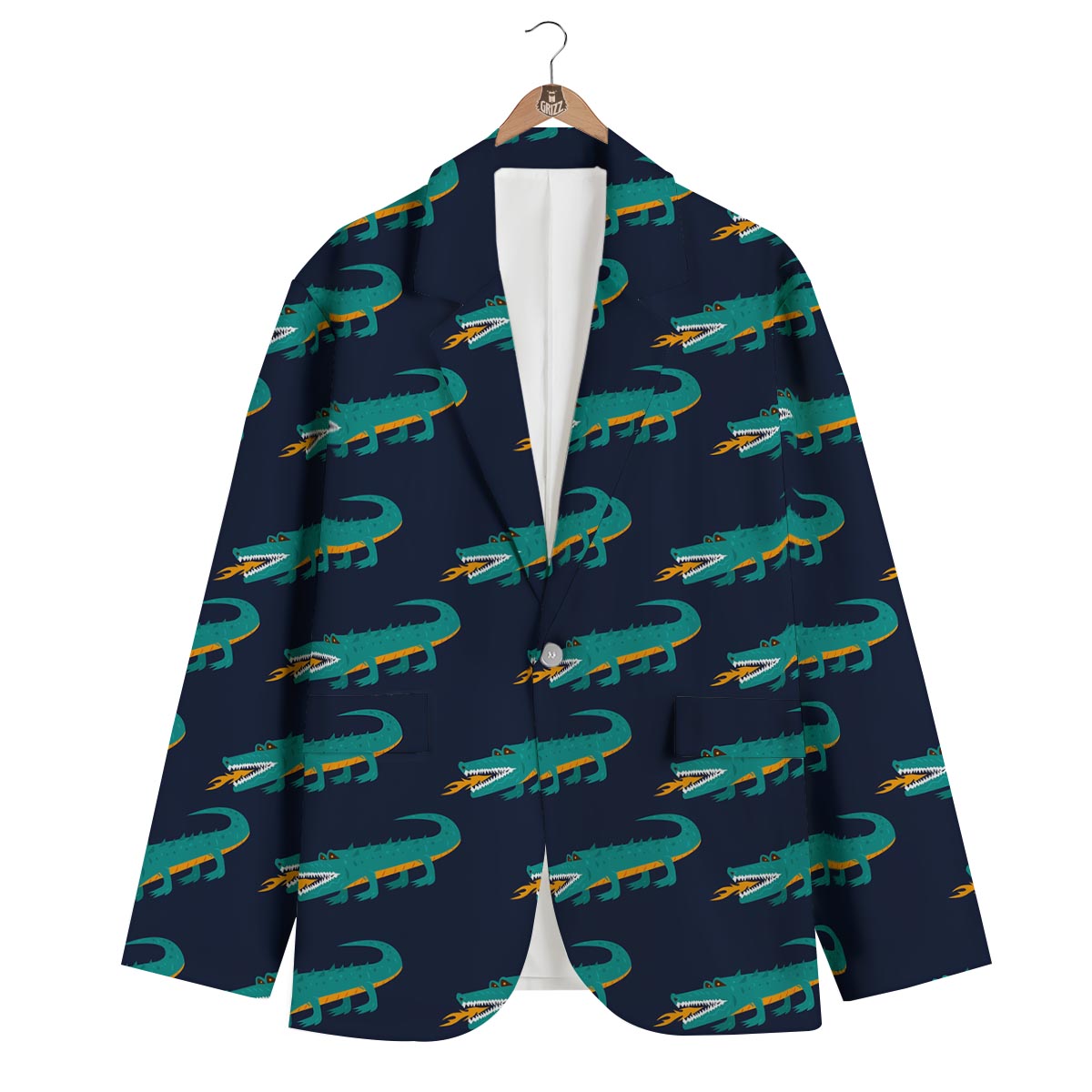 Crocodile Pattern Print Men's Blazer-grizzshop