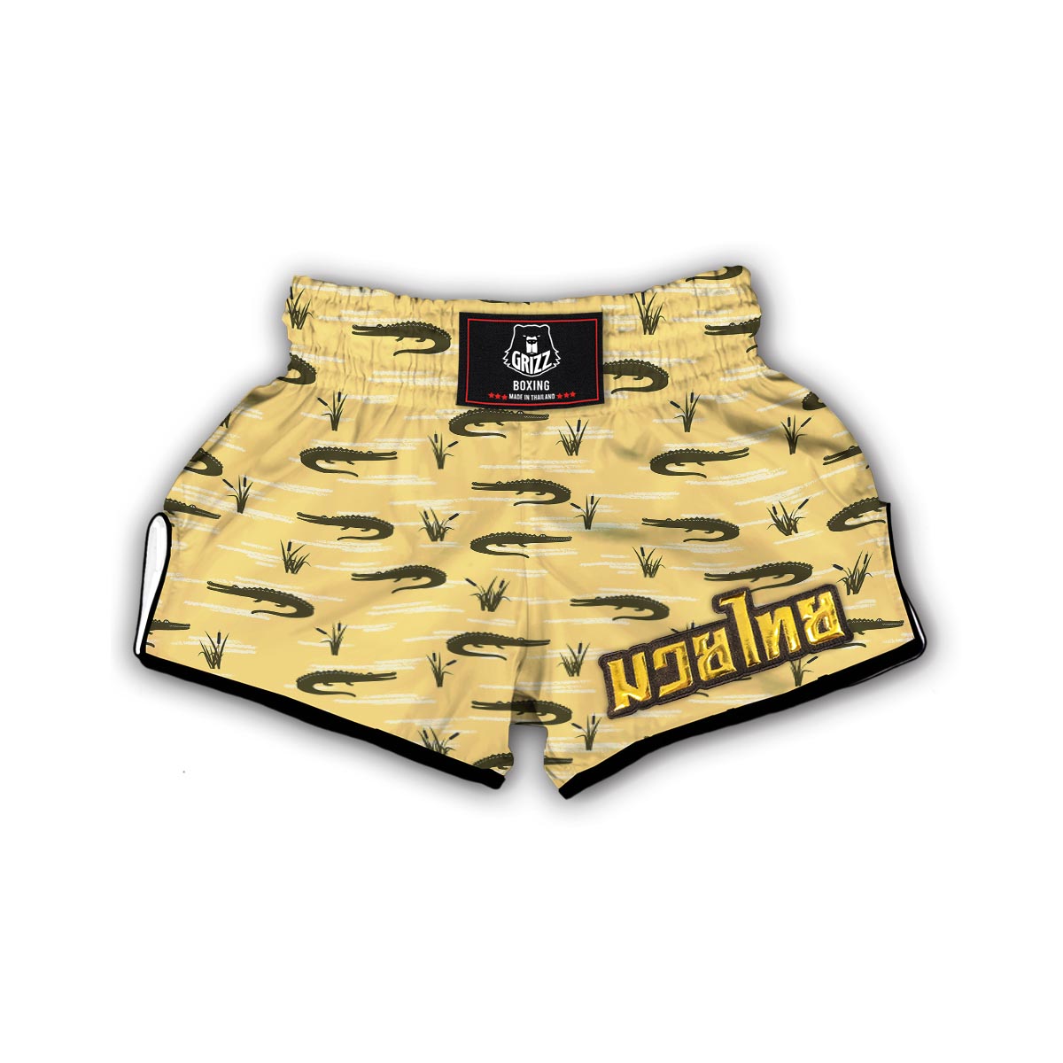 Crocodile River Print Pattern Muay Thai Boxing Shorts-grizzshop