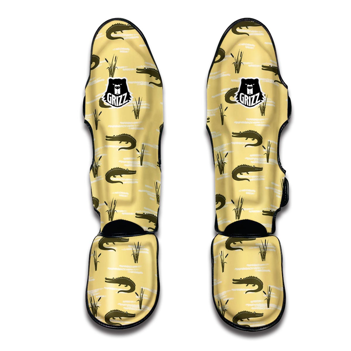 Crocodile River Print Pattern Muay Thai Shin Guards-grizzshop