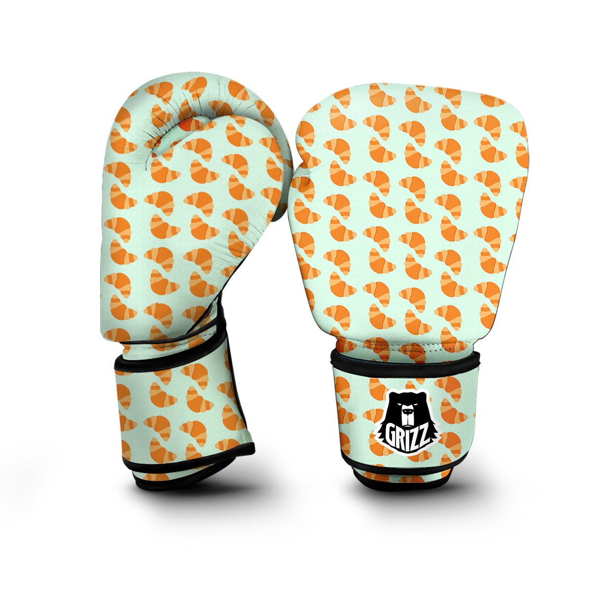 Croissant Brown Print Pattern Boxing Gloves-grizzshop