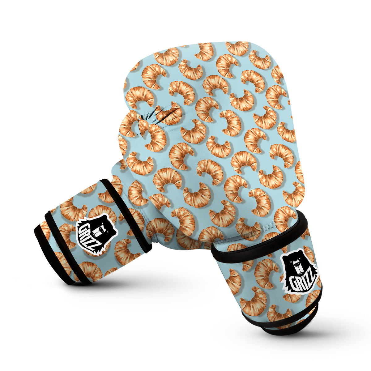 Croissant Watercolor Print Pattern Boxing Gloves-grizzshop