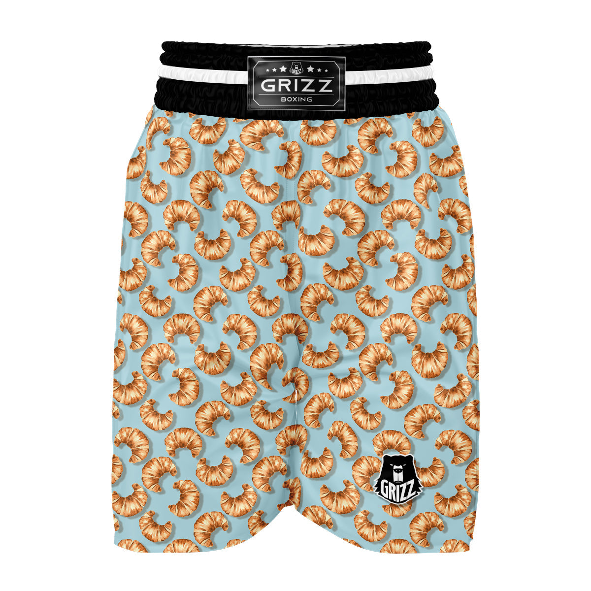 Croissant Watercolor Print Pattern Boxing Shorts-grizzshop