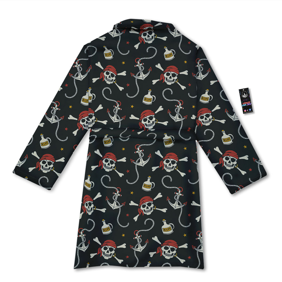 Crossbones Pirate Skull Print Pattern Bathrobe-grizzshop