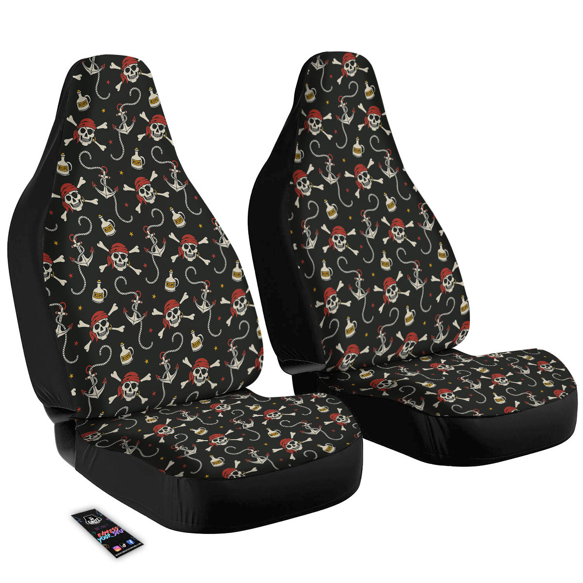 Crossbones Pirate Skull Print Pattern Car Seat Covers-grizzshop