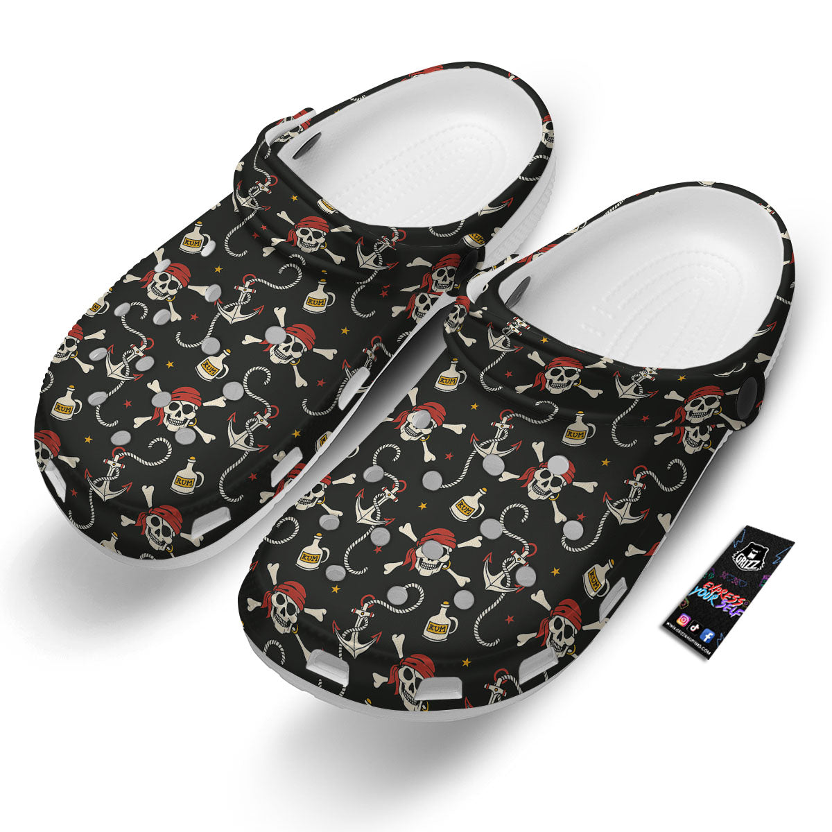 Crossbones Pirate Skull Print Pattern Clog-grizzshop