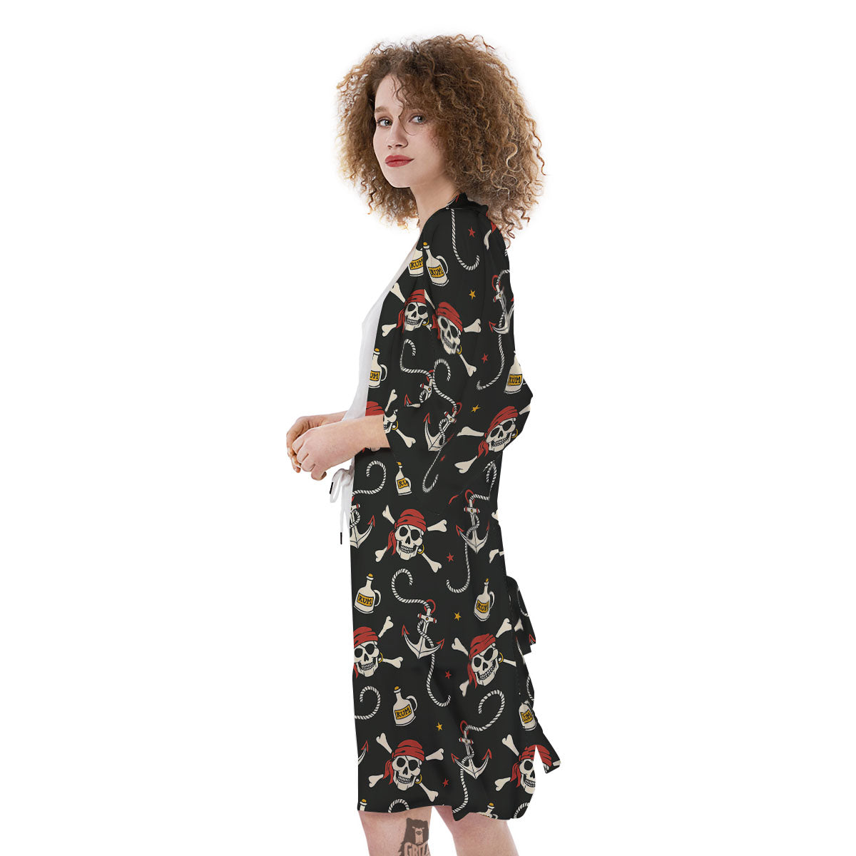 Crossbones Pirate Skull Print Pattern Kimono-grizzshop