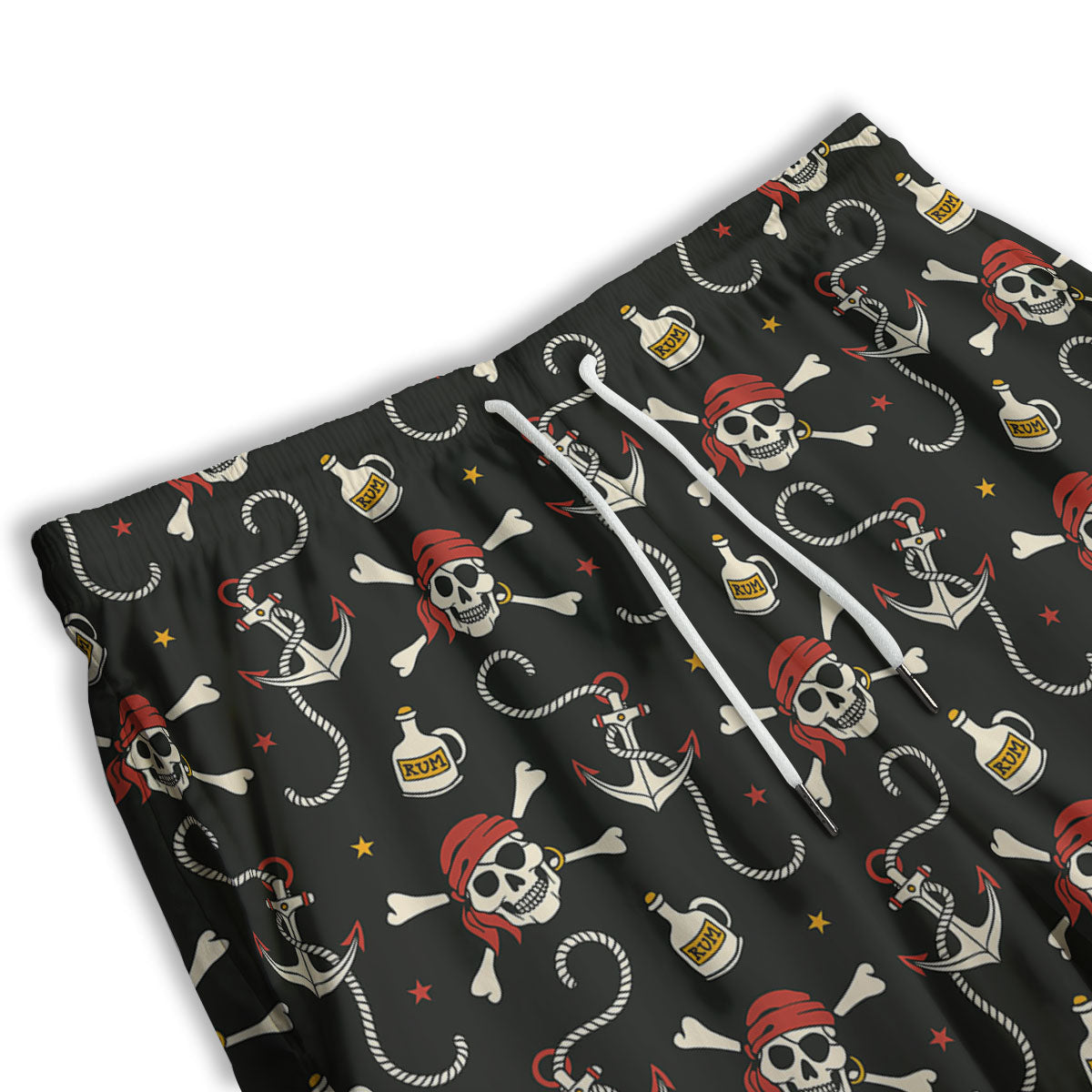 Crossbones Pirate Skull Print Pattern Men's Athletic Shorts