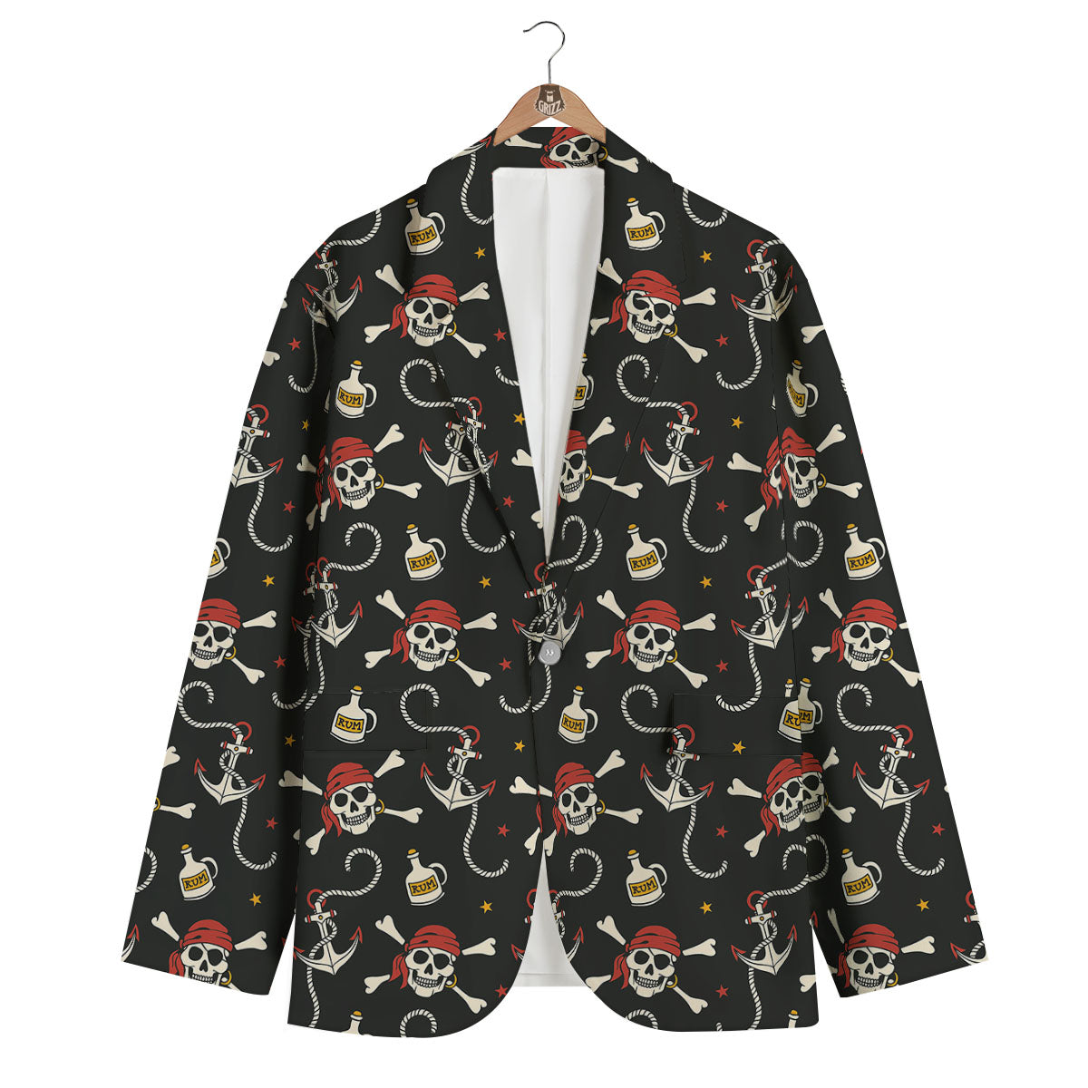 Crossbones Pirate Skull Print Pattern Men's Blazer-grizzshop