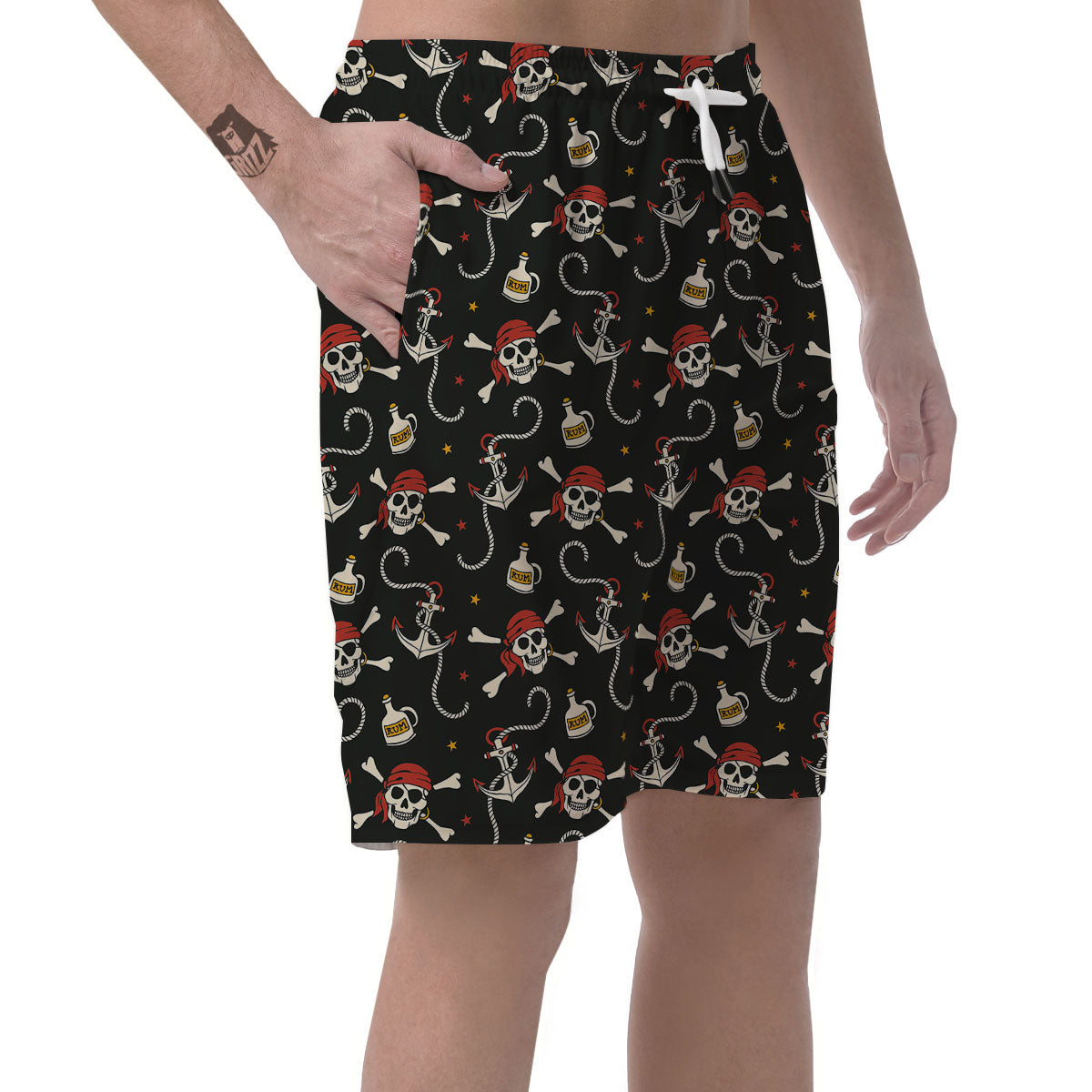 Crossbones Pirate Skull Print Pattern Men's Shorts-grizzshop