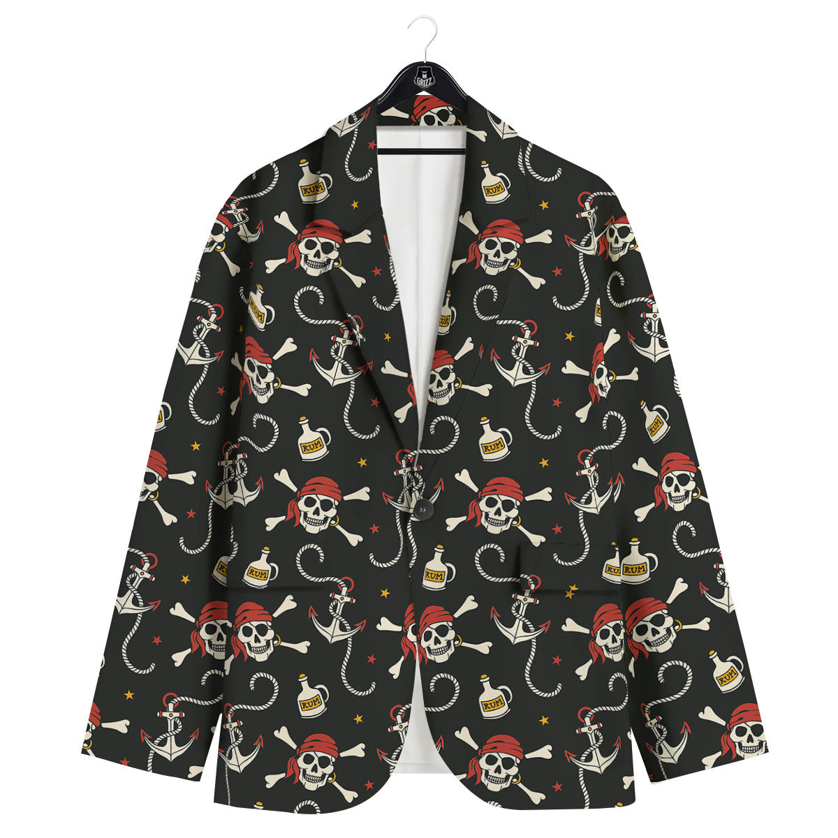 Crossbones Pirate Skull Print Pattern Men's Sport Coat-grizzshop