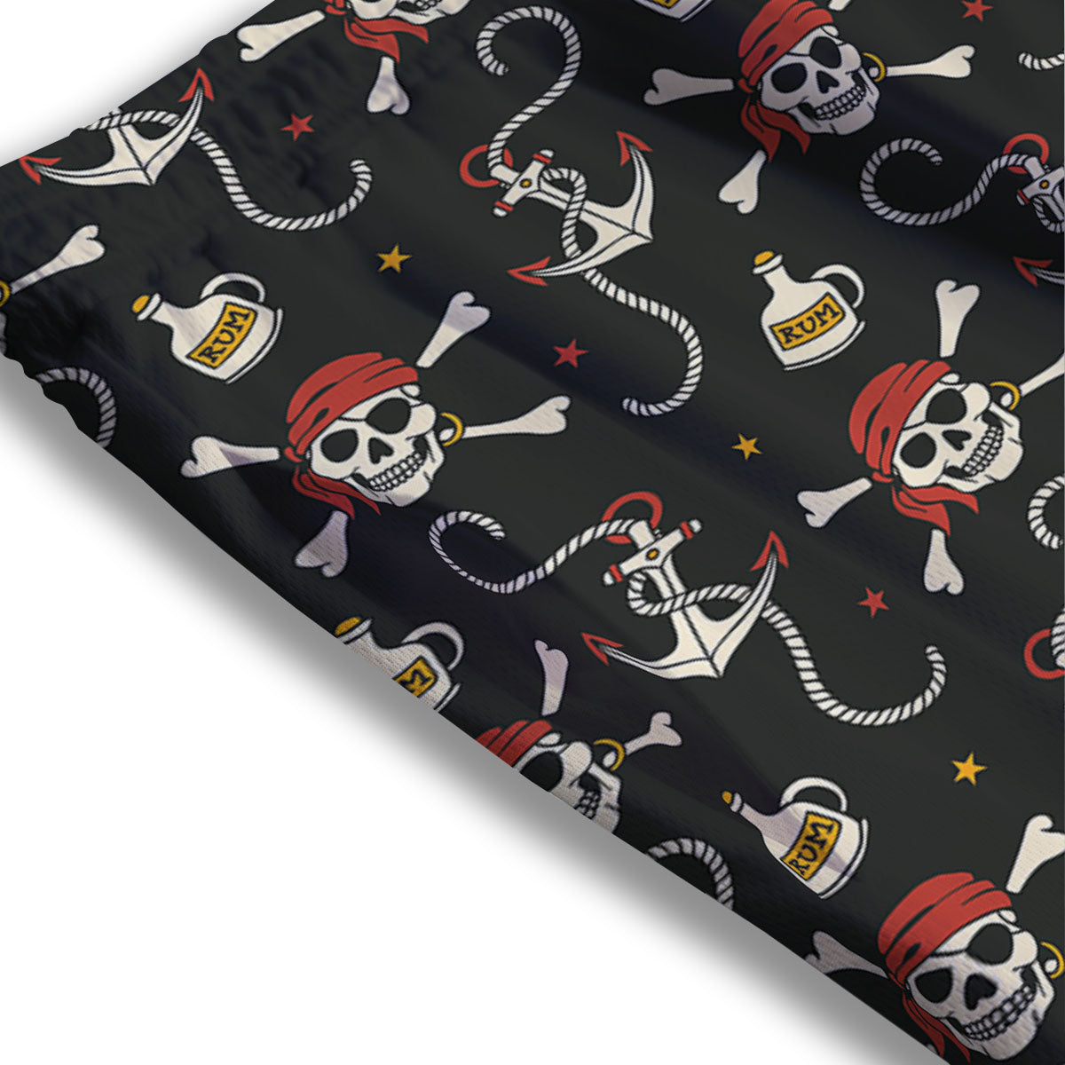 Crossbones Pirate Skull Print Pattern Mesh Shorts