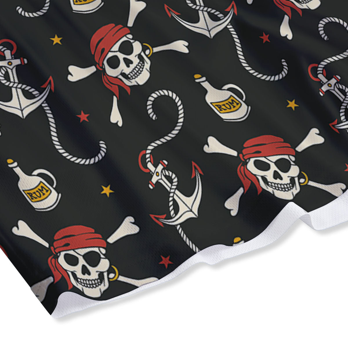 Crossbones Pirate Skull Print Pattern Mesh Shorts