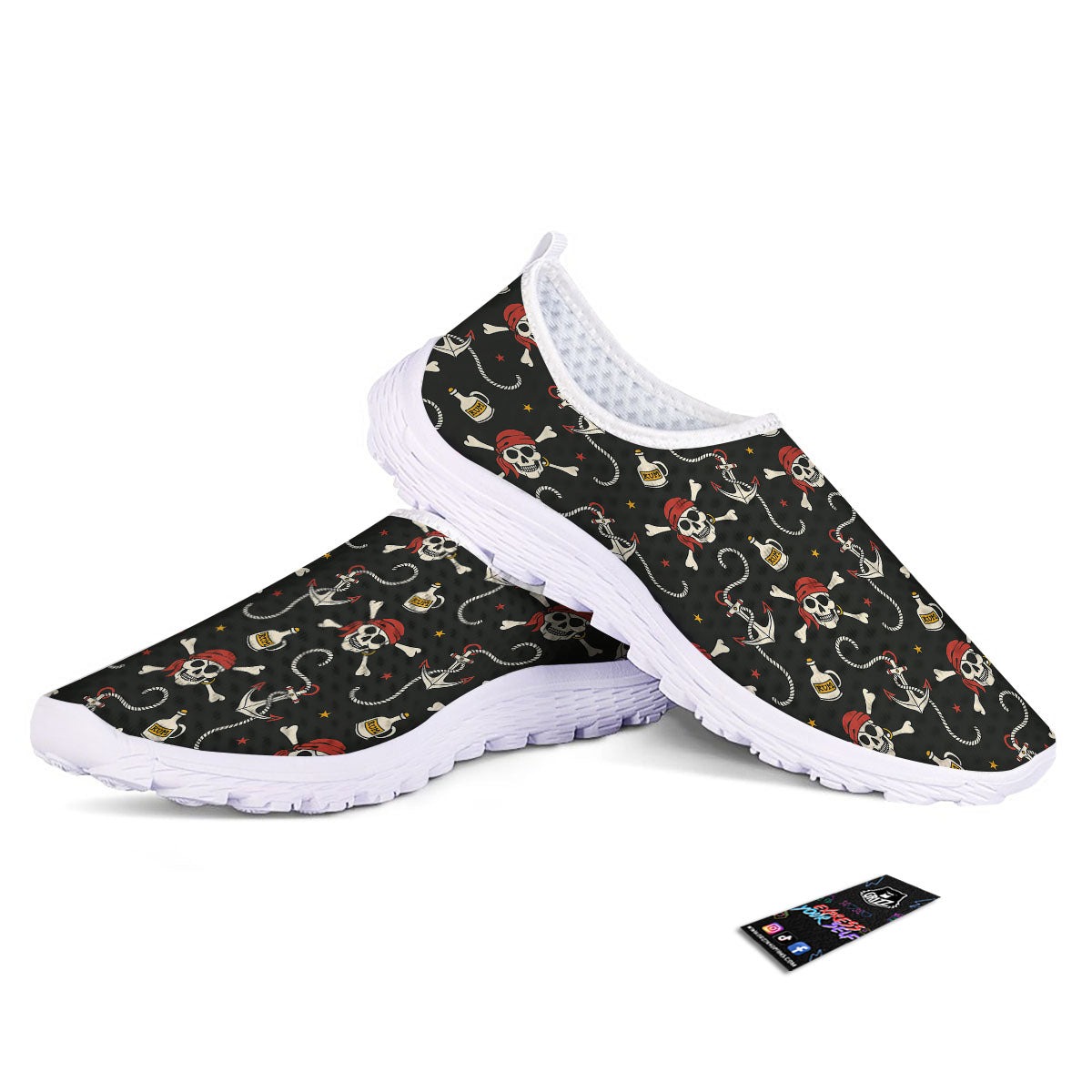 Crossbones Pirate Skull Print Pattern Nurse Shoes-grizzshop