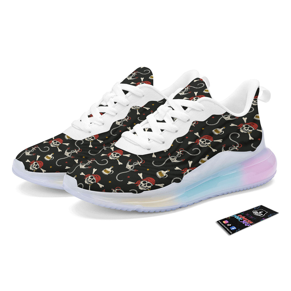 Crossbones Pirate Skull Print Pattern Running Sneakers-grizzshop