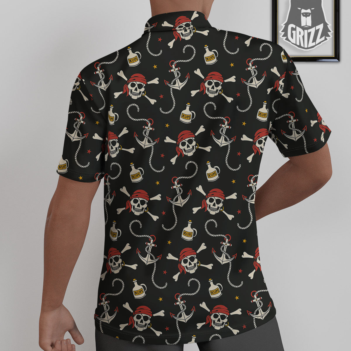 Crossbones Pirate Skull Print Pattern Untucked Shirts-grizzshop