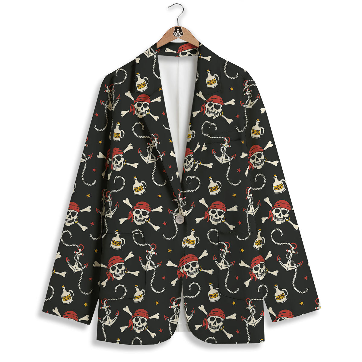 Crossbones Pirate Skull Print Pattern Women's Blazer-grizzshop
