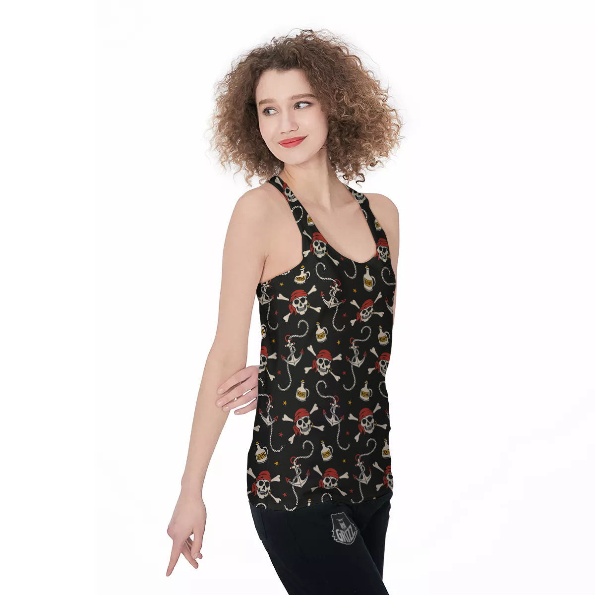 Crossbones Pirate Skull Print Pattern Women's Racerback Tank Top-grizzshop