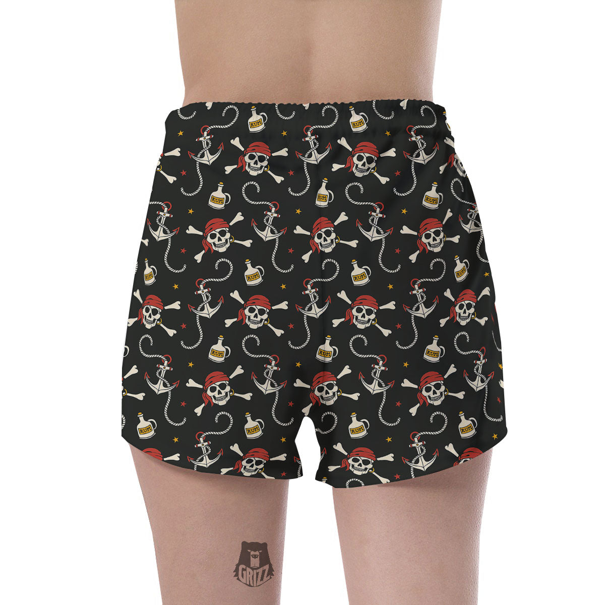 Crossbones Pirate Skull Print Pattern Women's Shorts-grizzshop