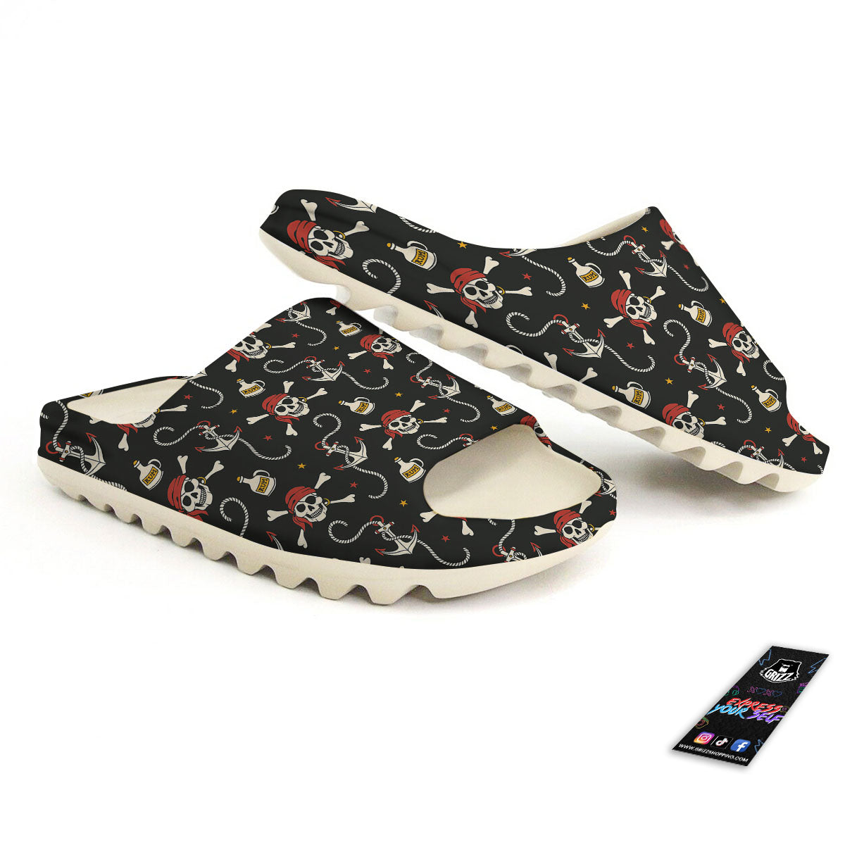 Crossbones Pirate Skull Print Pattern Sandals-grizzshop