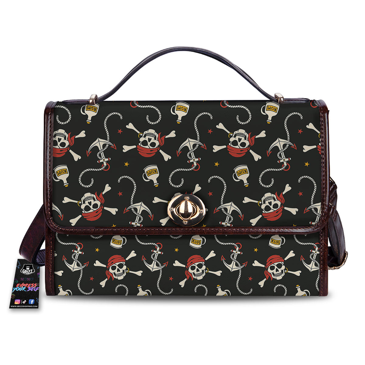 Crossbones Pirate Skull Print Pattern Women's Satchel Bag