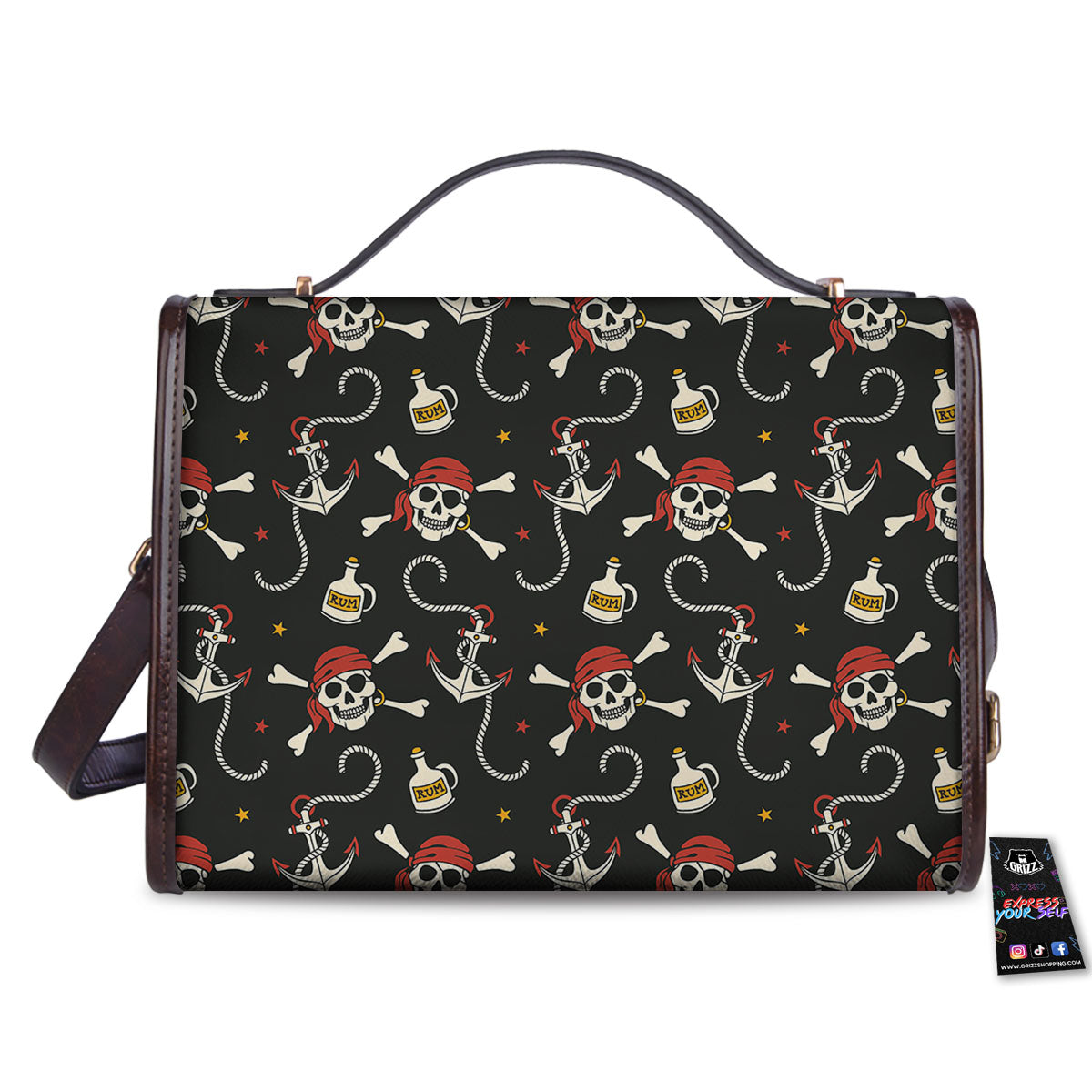 Crossbones Pirate Skull Print Pattern Women's Satchel Bag
