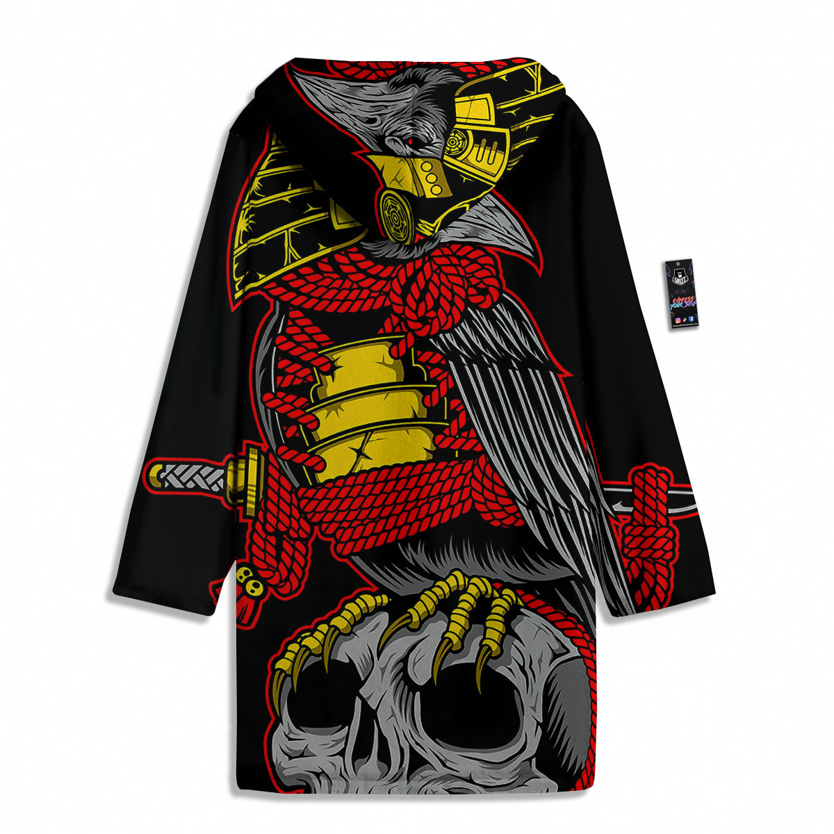 Crow And Samurai Print Men's Windbreaker Jacket-grizzshop