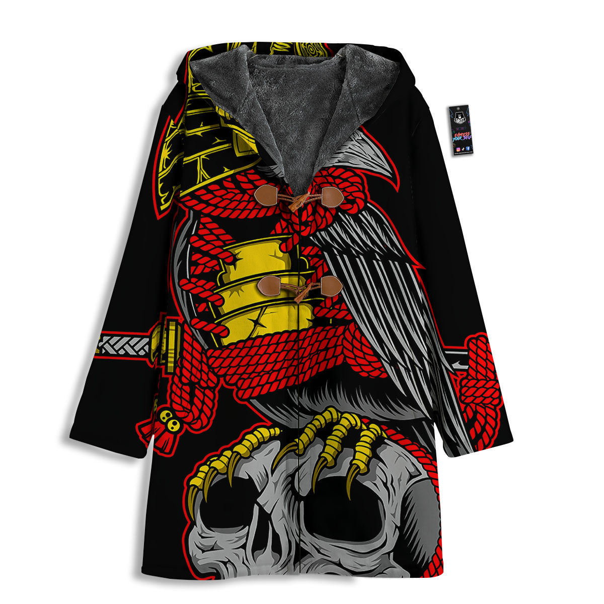 Crow And Samurai Print Men's Windbreaker Jacket-grizzshop