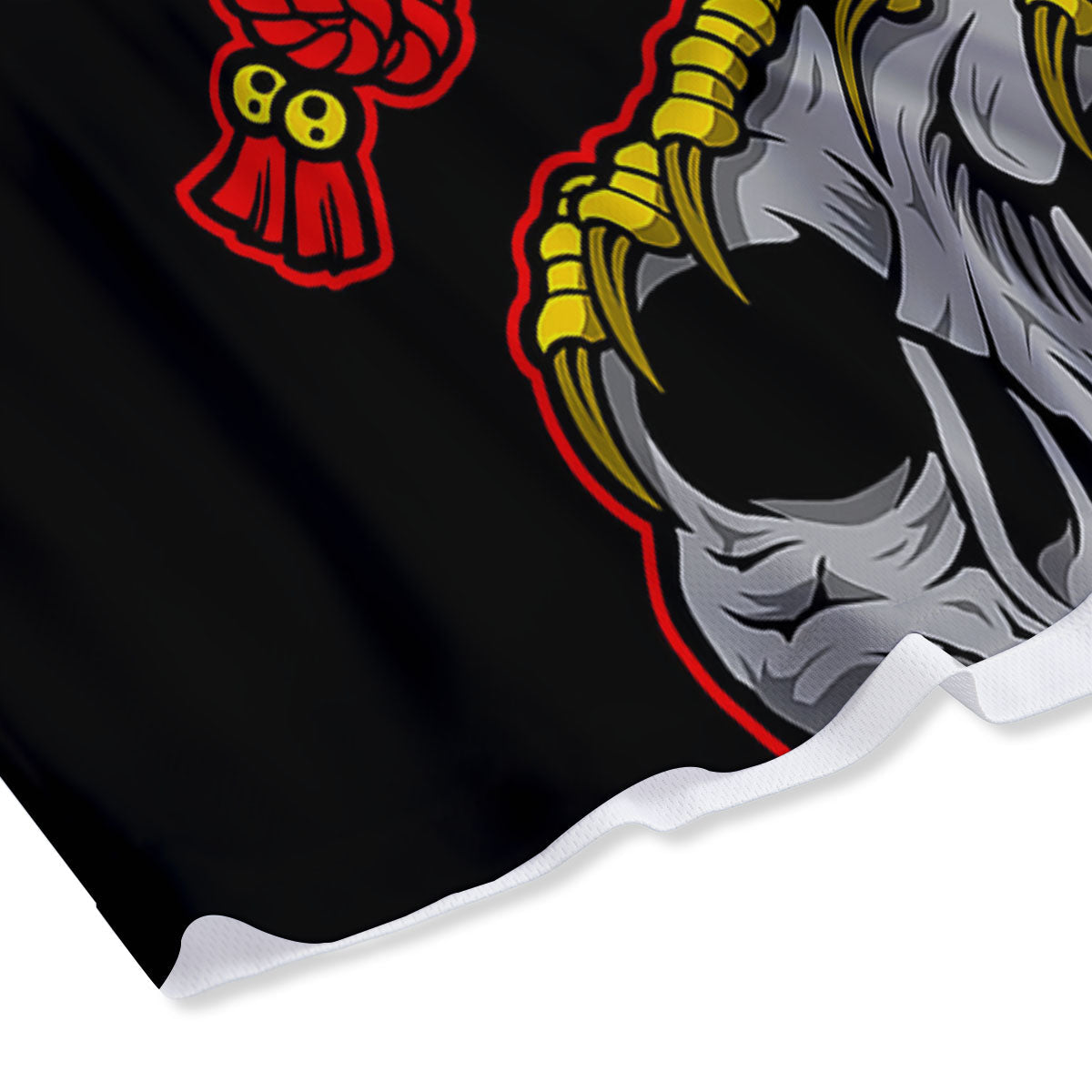Crow And Samurai Print Mesh Shorts