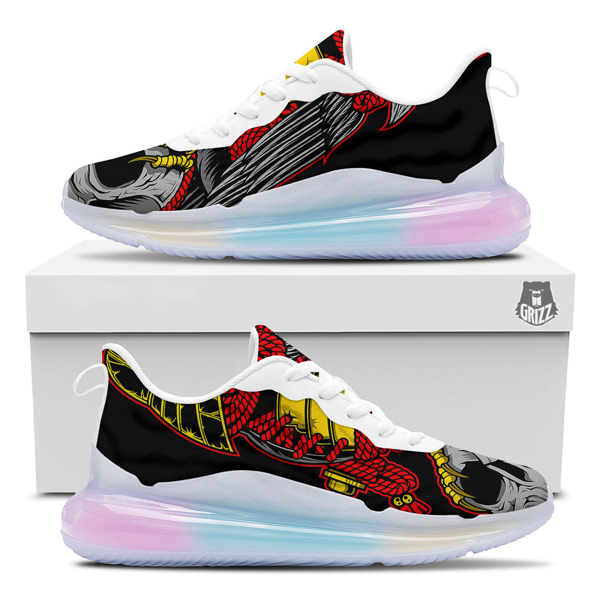 Crow And Samurai Print Running Sneakers-grizzshop