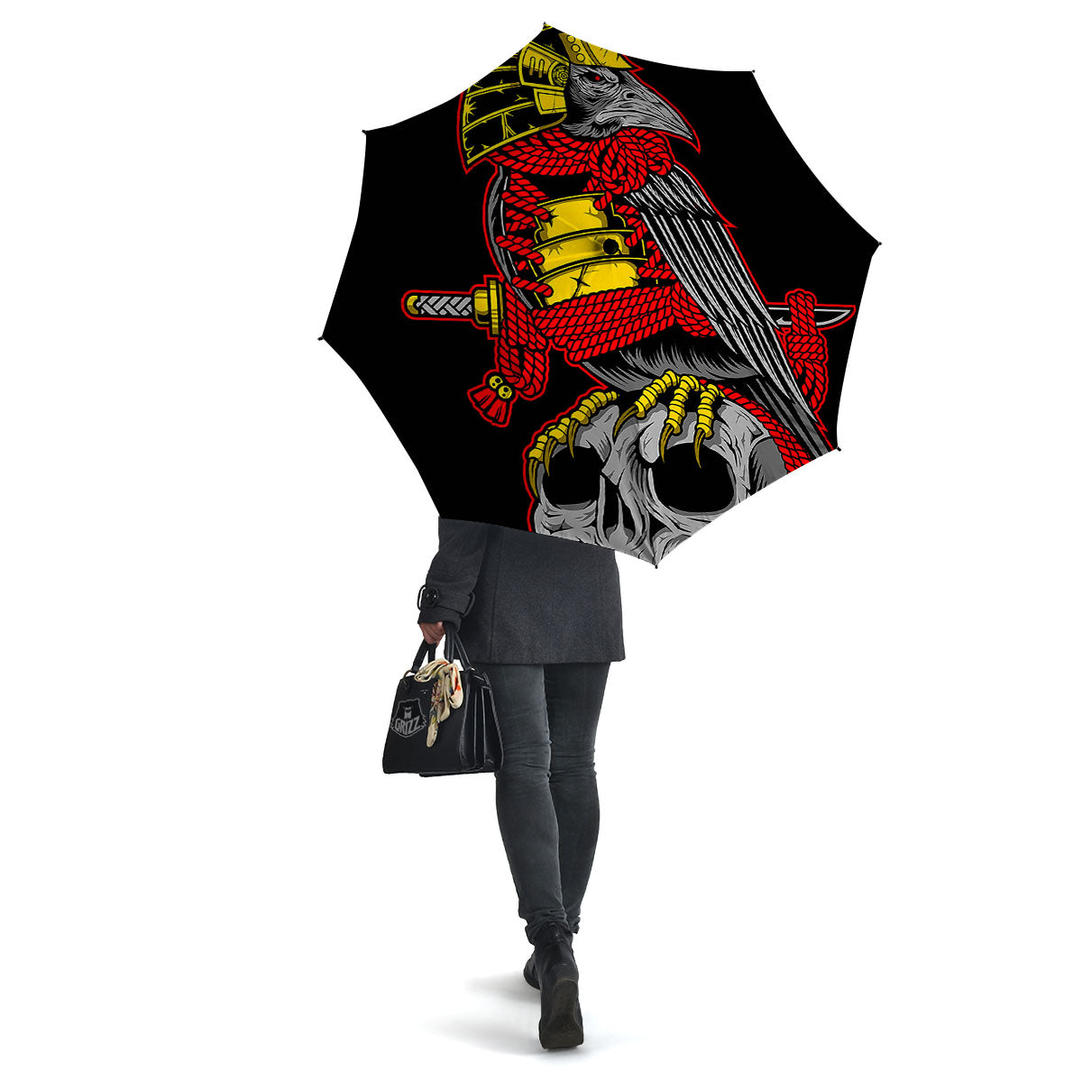 Crow And Samurai Print Umbrella-grizzshop