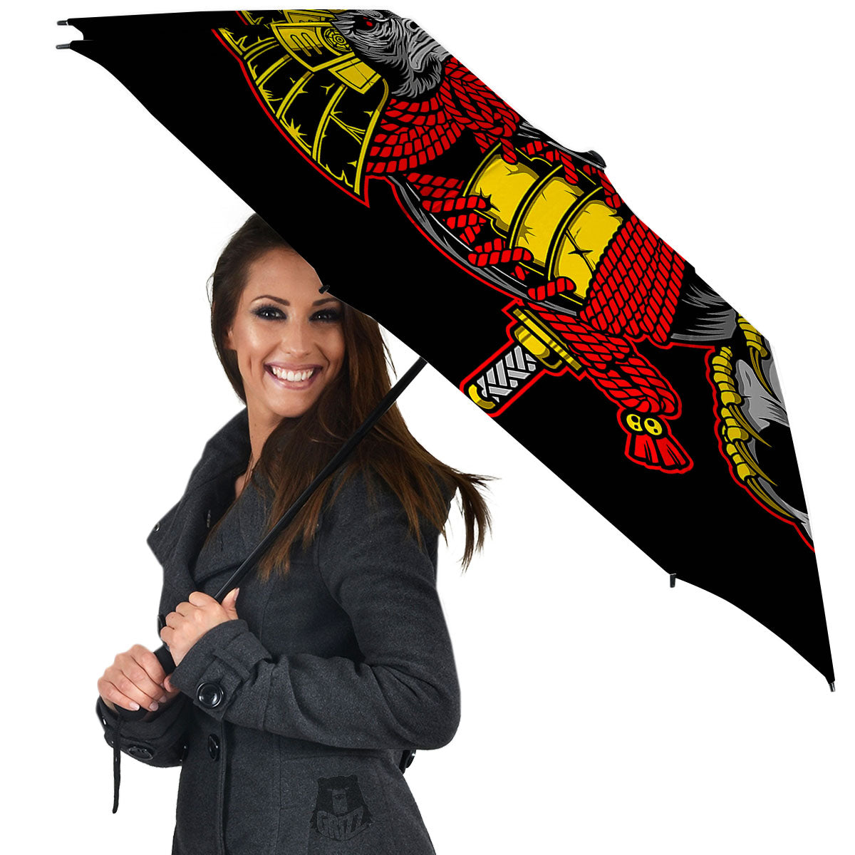 Crow And Samurai Print Umbrella-grizzshop