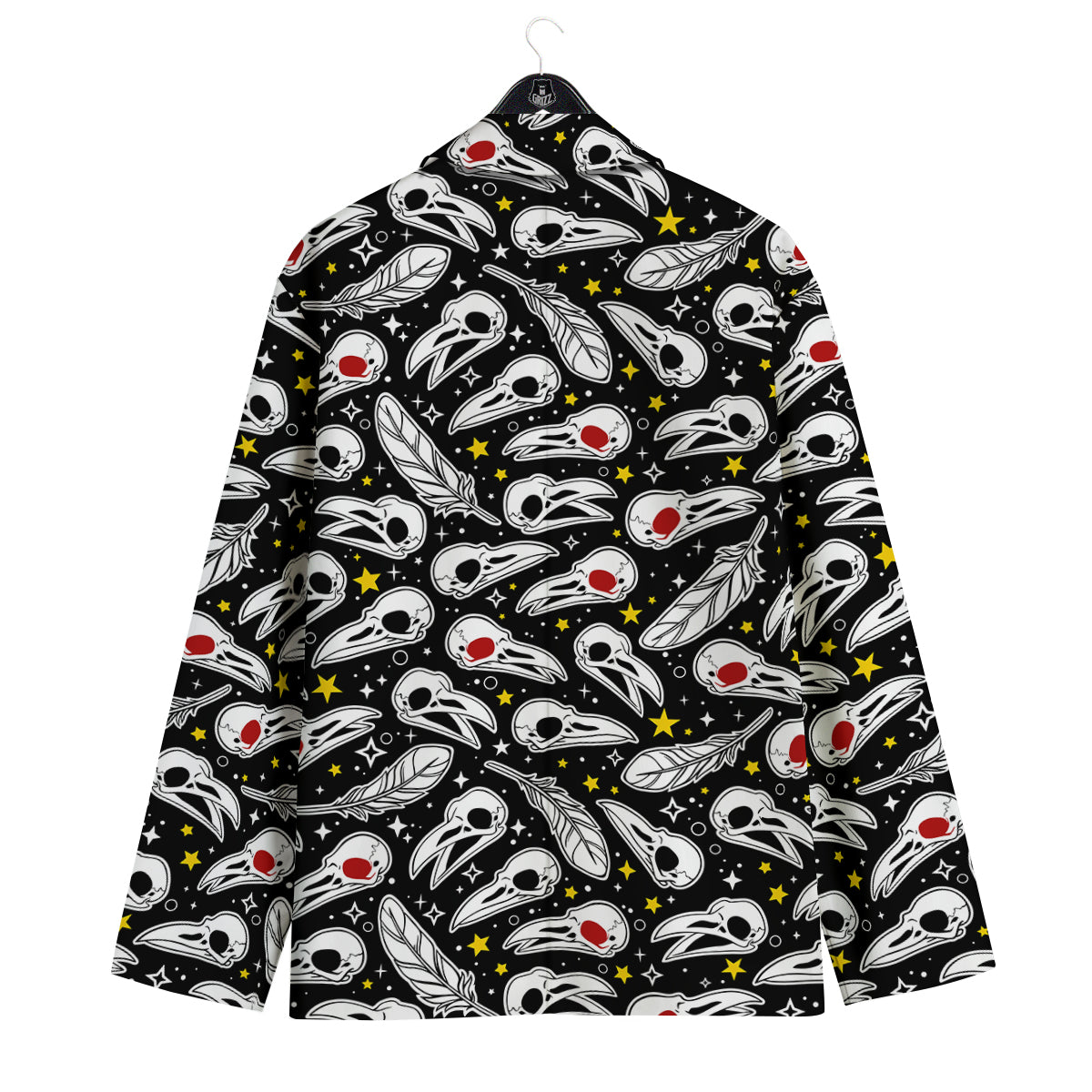 Crow Skull And Feathers Print Pattern Men's Sport Coat-grizzshop