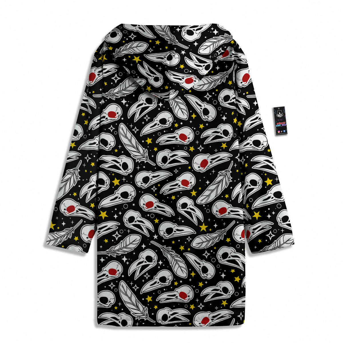 Crow Skull And Feathers Print Pattern Men's Windbreaker Jacket-grizzshop
